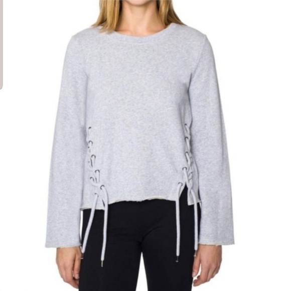 Betsey Johnson Gray Cropper Lace Up Sweatshirt EUC sz XS - Picture 3 of 9